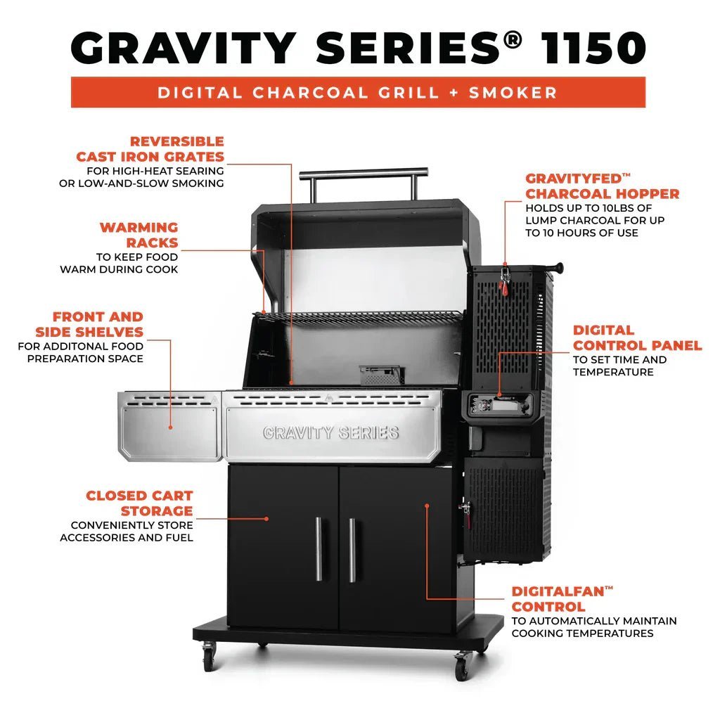 Masterbuilt Gravity Series 1150 Charcoal BBQ & Smoker – Starter Pack with Cover & Charcoal
