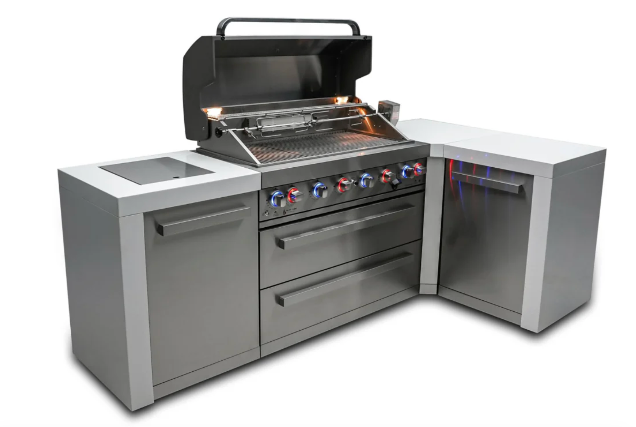 Mont Alpi 805 Deluxe Outdoor Kitchen Island with 90° Corner – 6-Burner Gas BBQ, 94" (MAi805-D90)