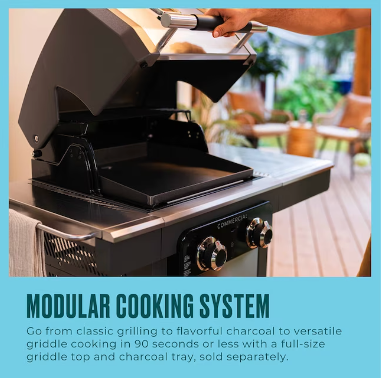 Char-Broil Commercial Series Gas Grill & Griddle Combo – Stainless Steel Outdoor BBQ Grill