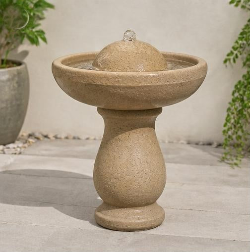Serena 36 in. Cast Stone Outdoor Fountain, Sandstone Finish, Compact Single Tier — view 4