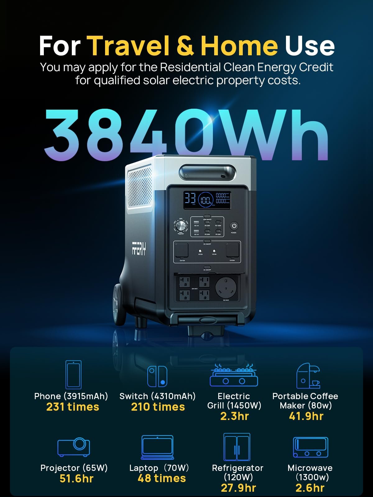 AFERIY P310 Portable Power Station – 3840Wh, Expandable to 11.5kWh